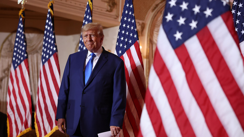 Donald Trump with American flags