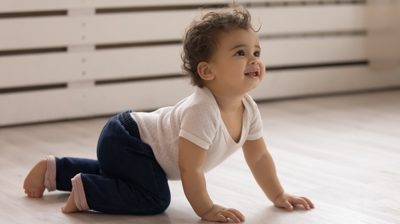 cute baby crawling