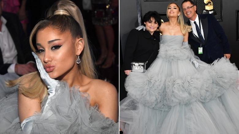 Ariana Grande in a silver princess gown
