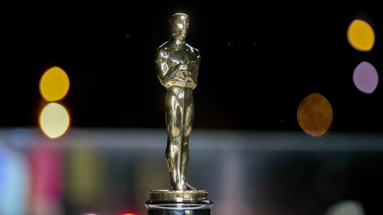 Oscars award foreground, blurred background