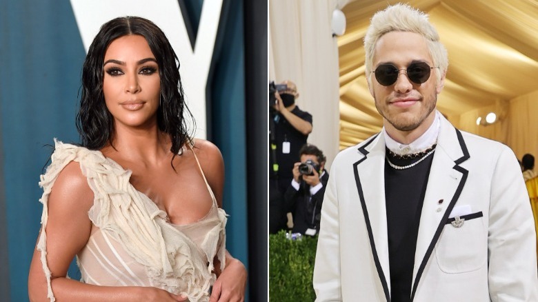 Kim Kardashian and Pete Davidson posing