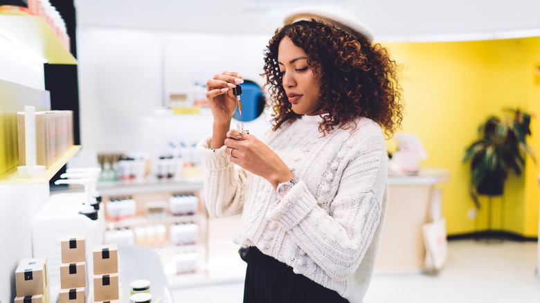 Woman shops for makeup