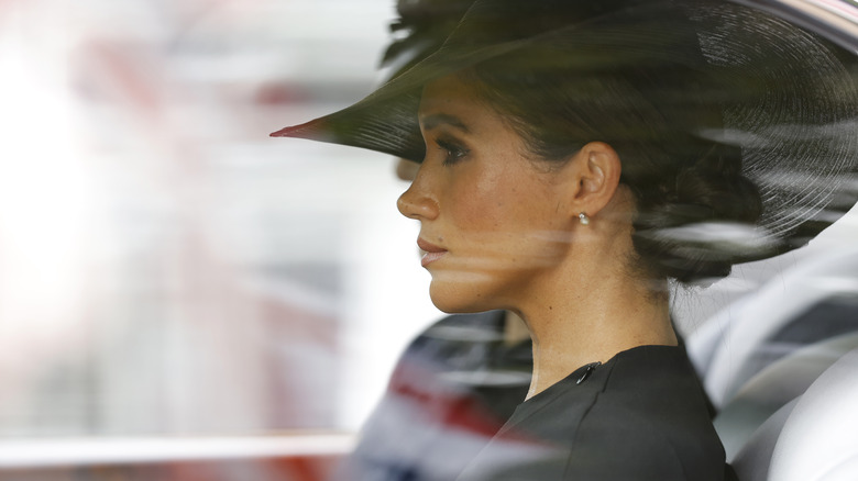 Meghan Markle, Duchess of Sussex leaving the queen's funeral by car
