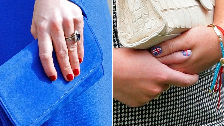 Kate and Eugenie with colored nails 