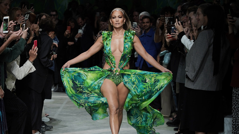 Jennifer Lopez walking the Versace show for Milan Fashion Week 2019