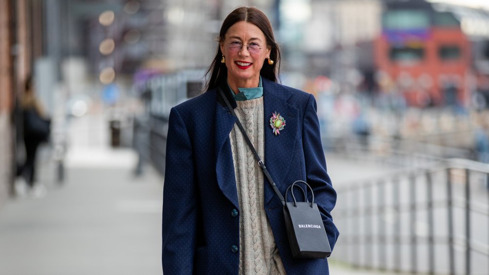 A woman wearing a blazer at Fashion Week 