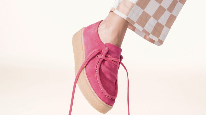 Bright pink platform sneaker