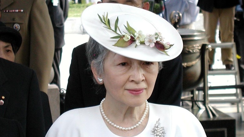 Empress Michiko wearing white