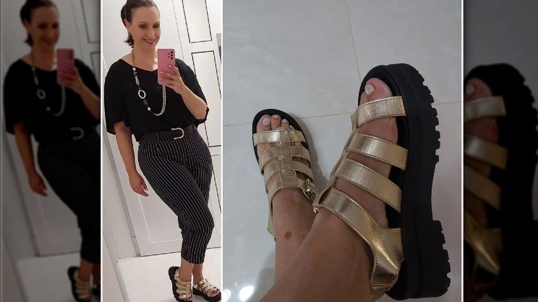 Woman metallic fisherman sandals