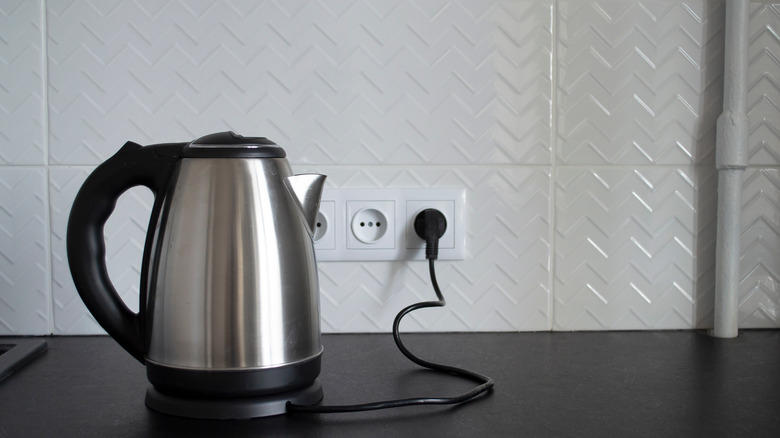 Electric tea kettle on counter