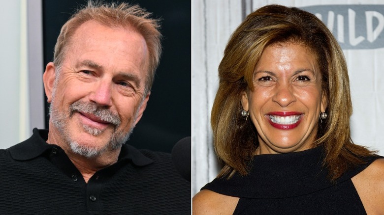 Split image of Kevin Costner and Hoda Kotb smiling