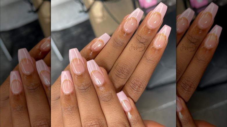 Pink French tip nails