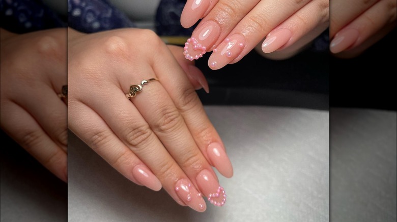 Nails with pearl charms