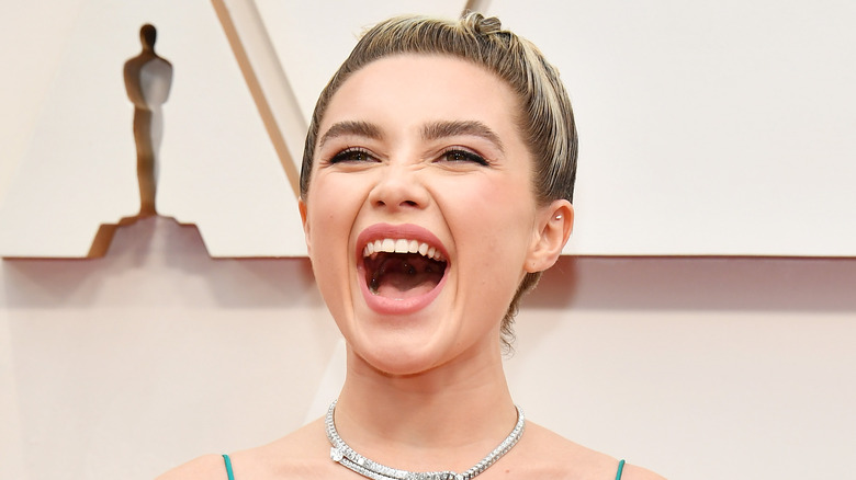 Florence Pugh mouth wide open 