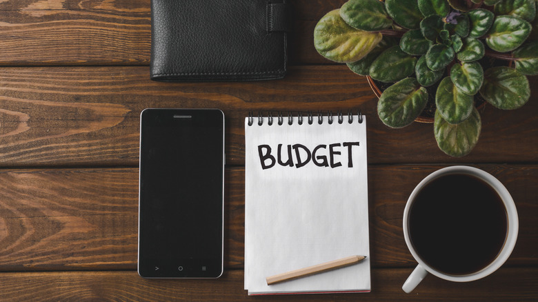 budget notebook on table