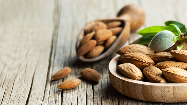 almonds on a table