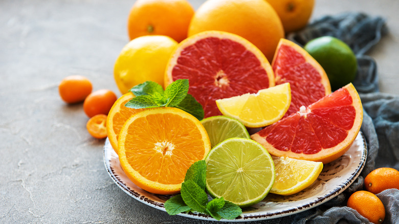 citrus fruit on a plate