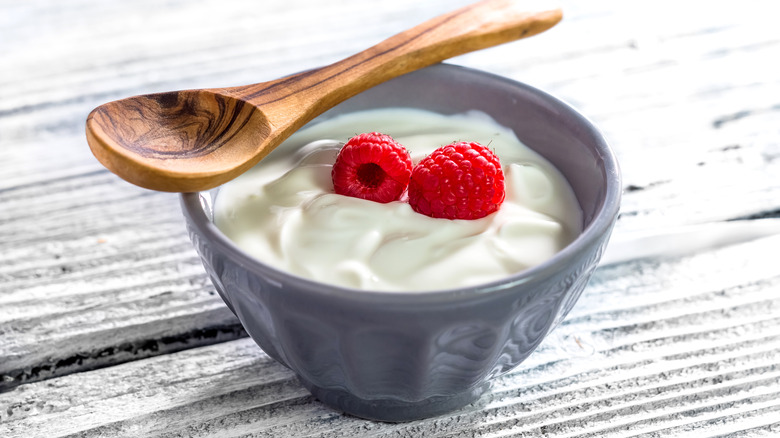 Greek yogurt with raspberries