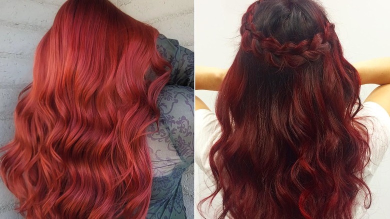 Red mermaid waves