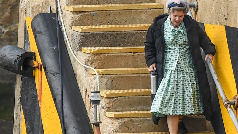 Imelda Swenton as Queen Elizabeth on set of The Crown