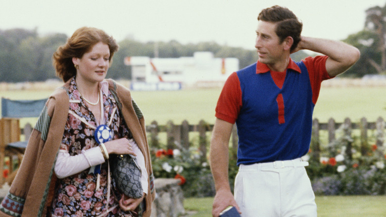 Sarah Spencer and King Charles walking