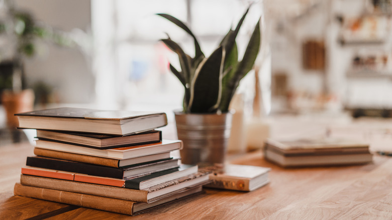 stack of closed books