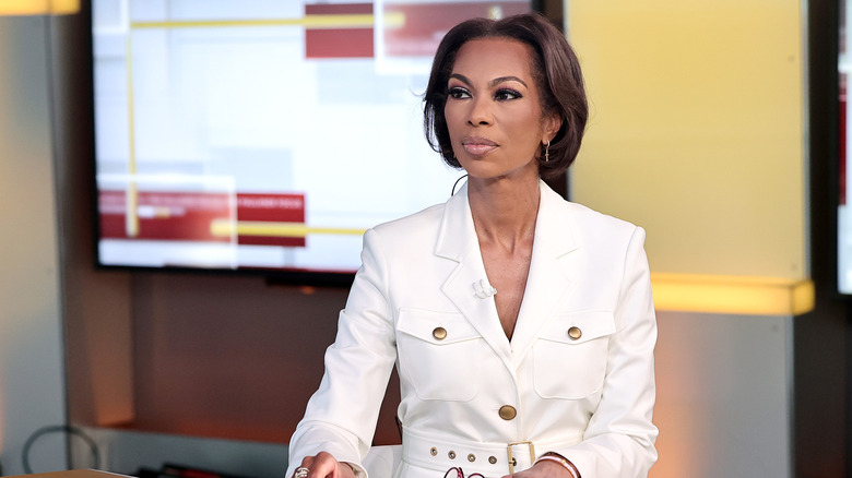 Harris Faulkner in a white suit