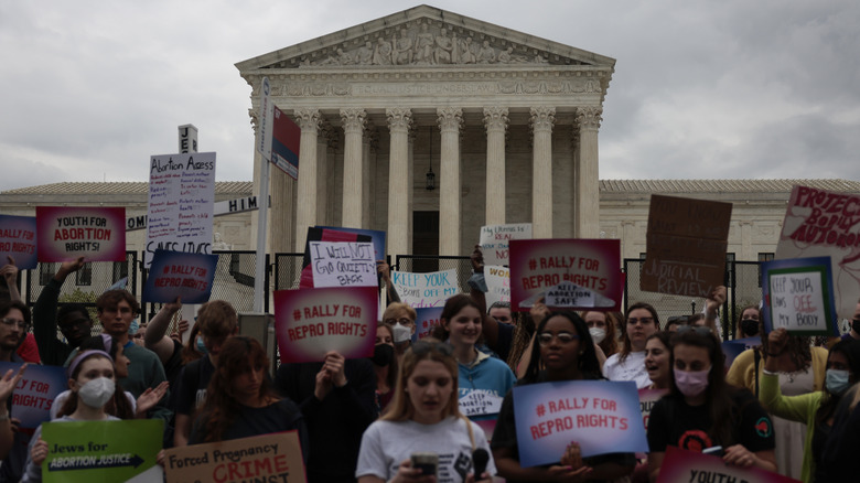 protestors at the Supreme Court in May of 2022