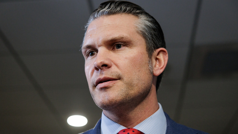 Pete Hegseth looking serious