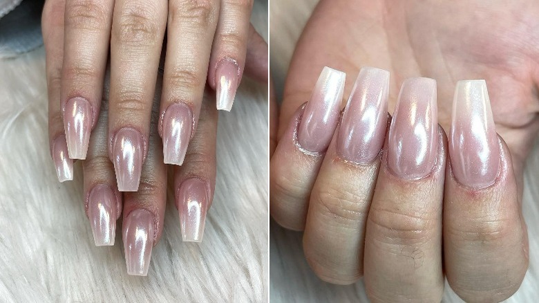 Chrome faded French manicure