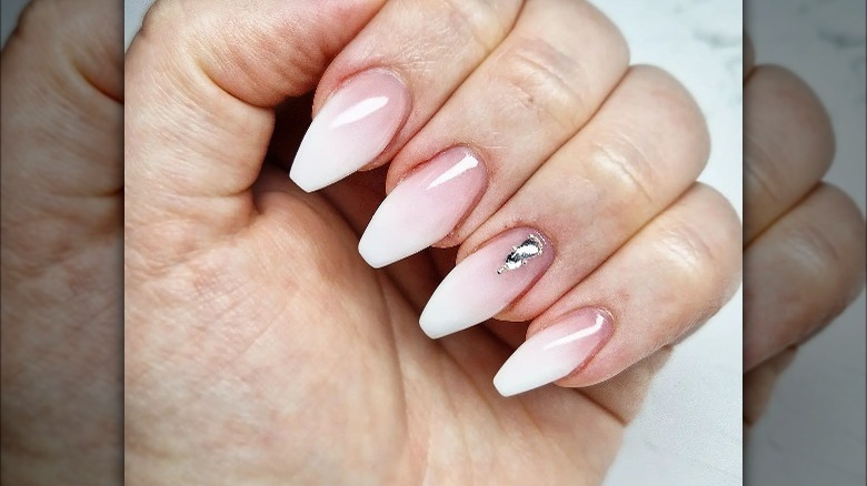 Faded French manicure with coffin tips