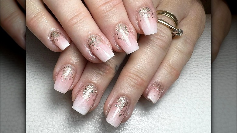 French tips with gold at the base