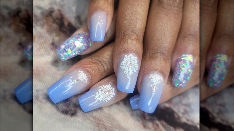 Blue tips with snowflakes