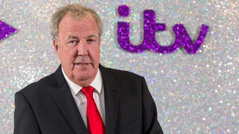 Jeremy Clarkson posing in front of ITV sign