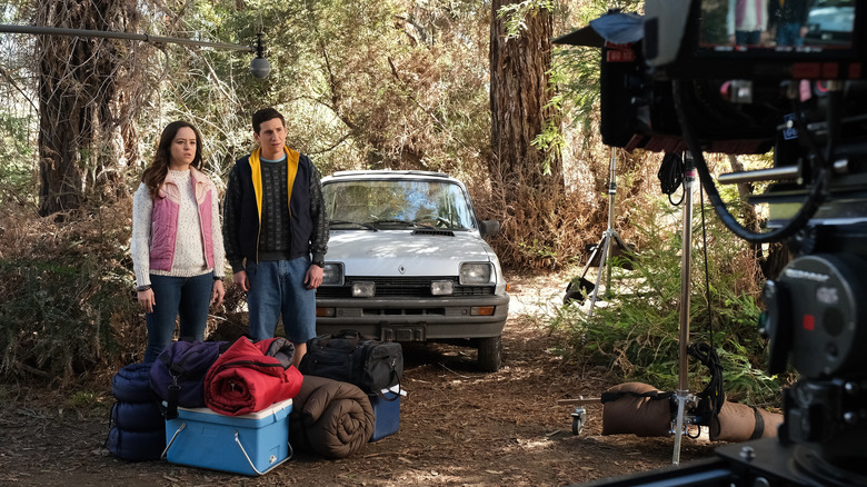 Hayley Orrantia on the set of The Goldbergs