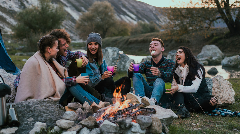 Group of people camping 