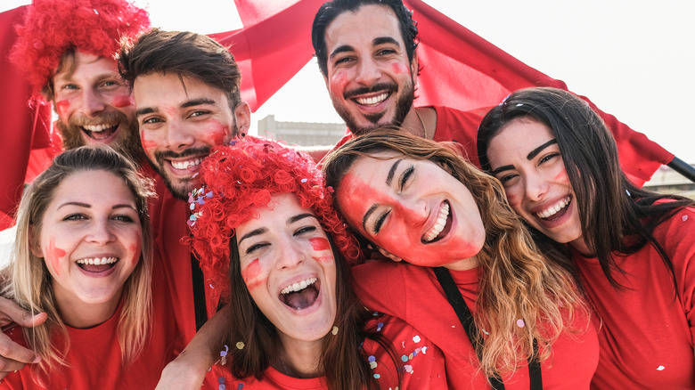 Friends smiling in group