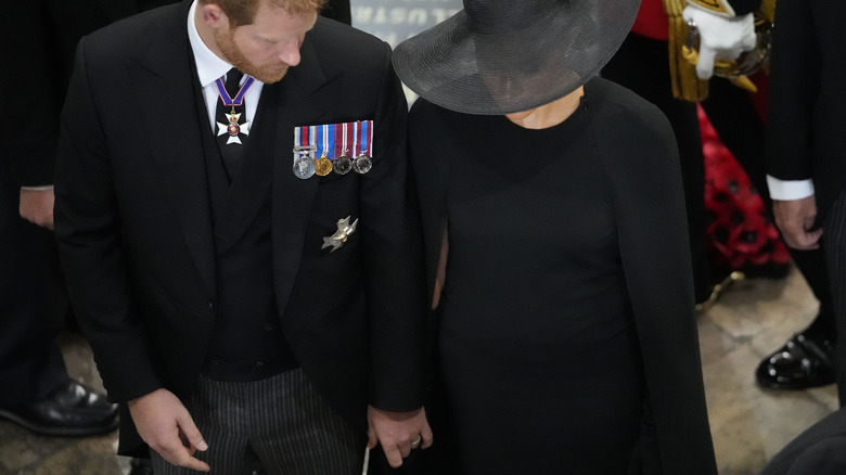 Prince Harry and Meghan Markle at Queen Elizabeth's funeral 