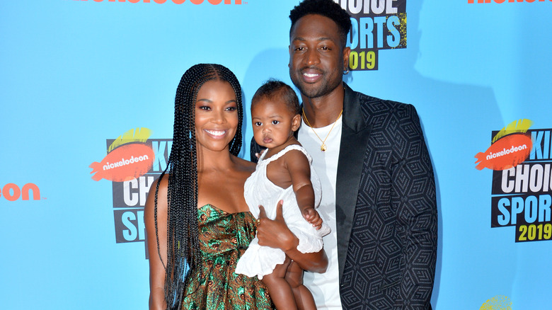 Gabrielle Union, Dwayne Wade, and Kaavia in 2019
