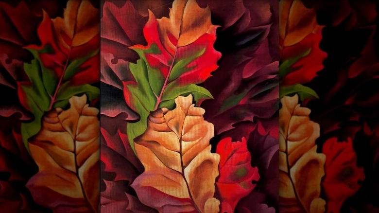 Autumn leaves with mirror border