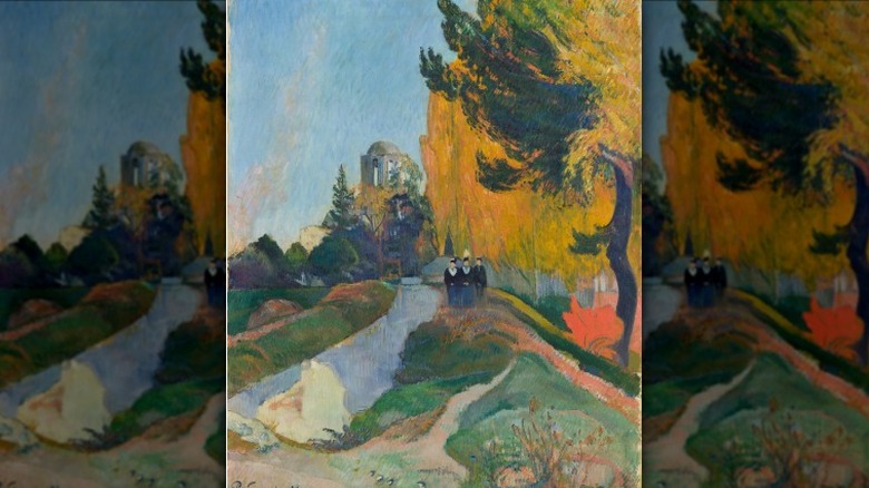 "Landscape in Arles near the Alyscamps" with mirror border