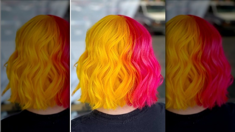 Pink and yellow hair