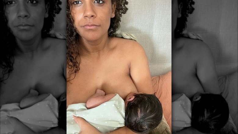 Briana Nicole Henry breastfeeding her daughter Coda