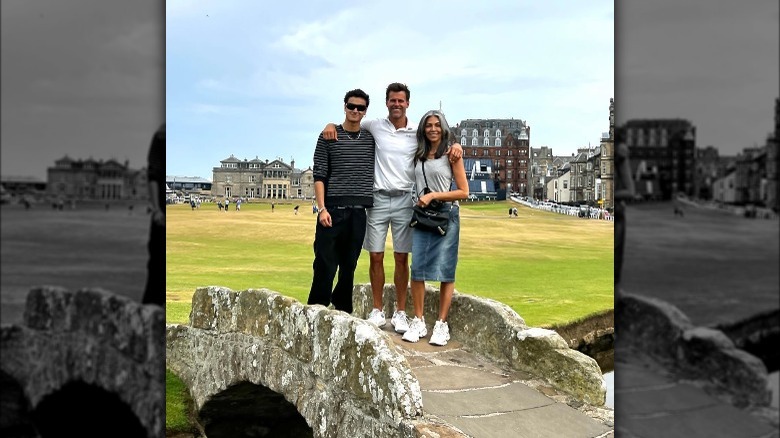 Craig Mathison, son Lucas, and wife Vanessa on the Swilcan Bridge