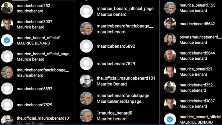 Screenshot of fake Maurice Benard accounts