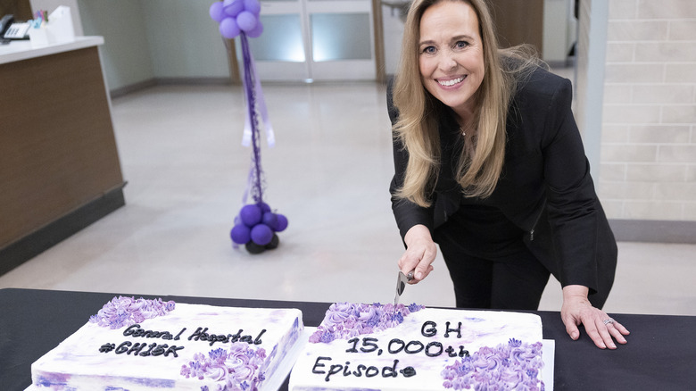 Genie Francis with cake