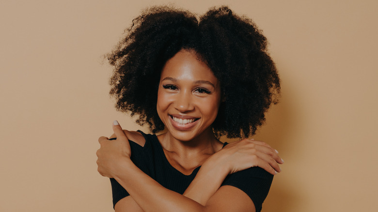 Woman with voluminous curls