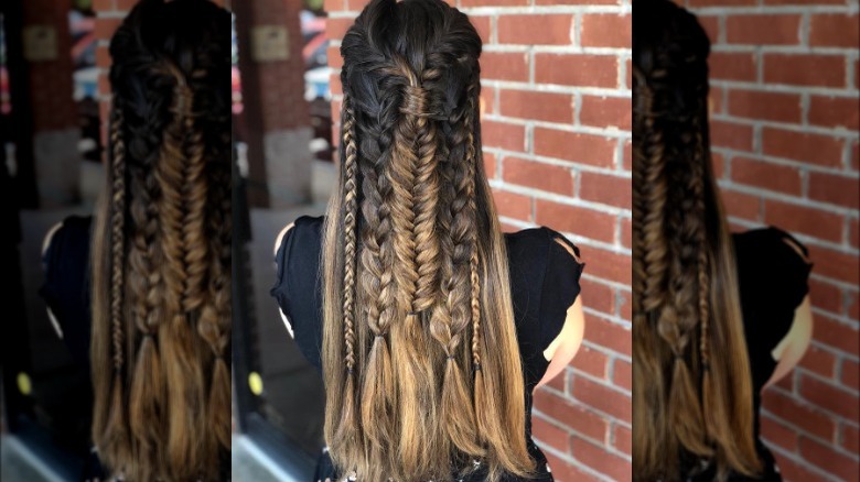 look with multiple types of braids