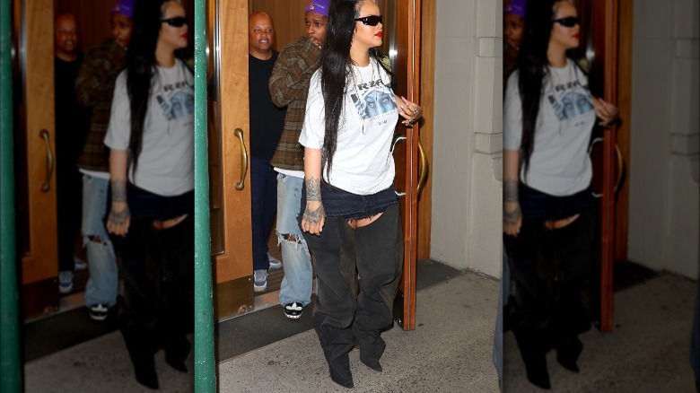 Rihanna in over-the-knee boots with A$AP Rocky