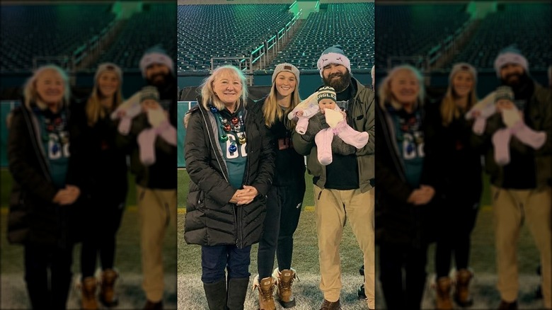 Jason Kelce and his family at an Eagles game